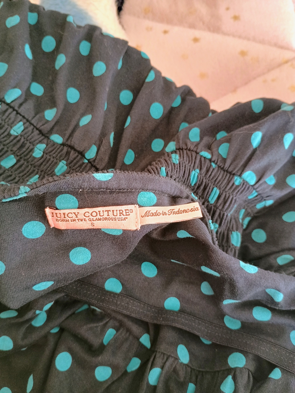 Juicy Couture Navy Dress with Teal Polka Dots - Picture 3 of 6